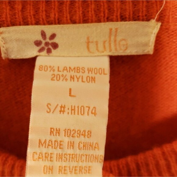 Tulle Womens Orange Wool Blend Cardigan Sweater Large - Picture 7 of 8